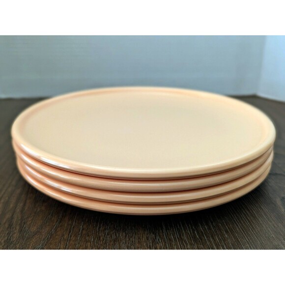 SET OF 4 VTG 80s Melamine Retro SRO 10" Dinner Plates Peach Salmon Made in USA - Picture 2 of 12